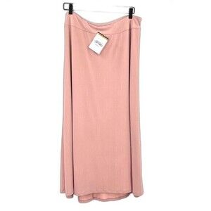 Bob Mackie Wearable Art Midi A-Line‎ Skirt Pull-On Pink Size L Lined Jersey Knit